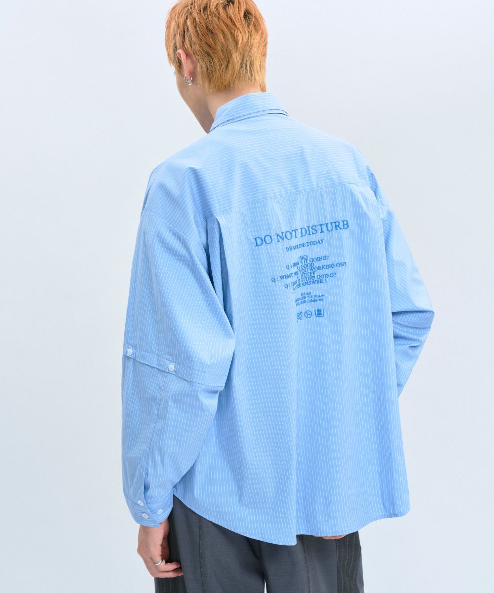 “DND” Oversized Pocket Shirt 電繡條紋襯衫