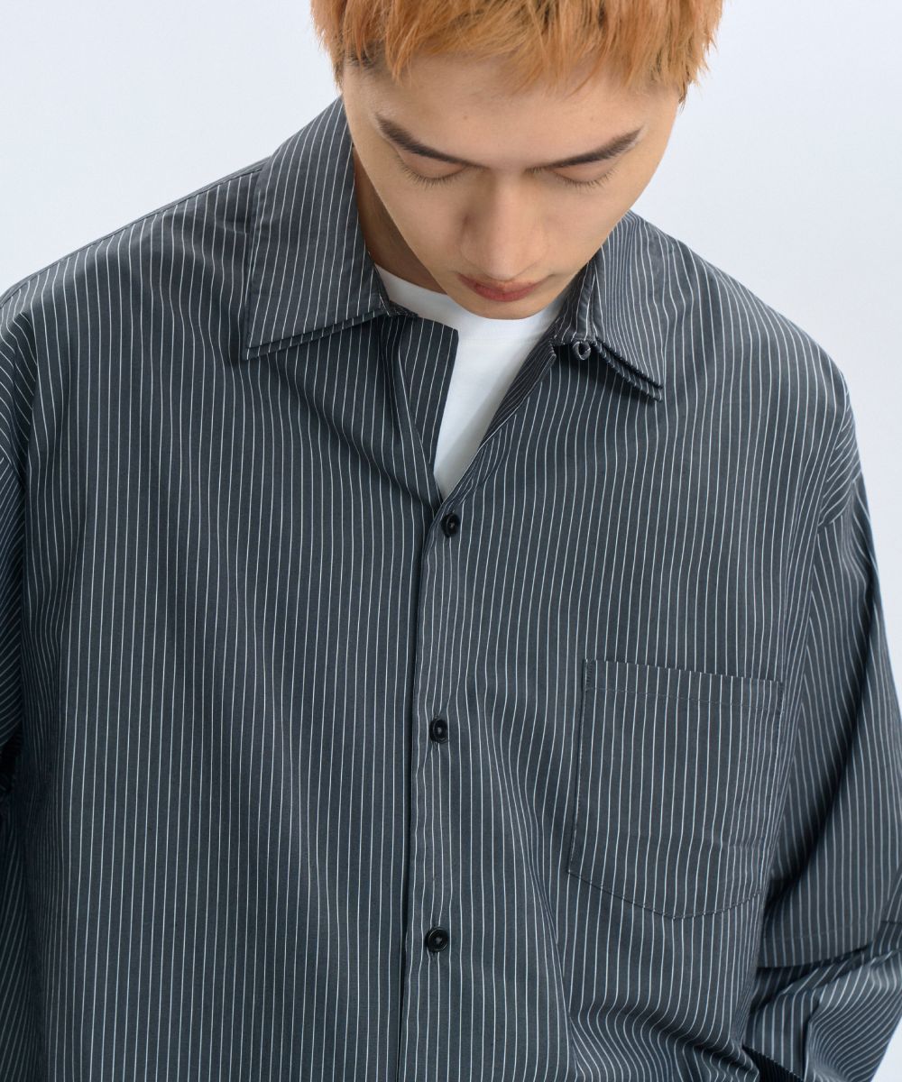 “DND” Oversized Pocket Shirt 電繡條紋襯衫