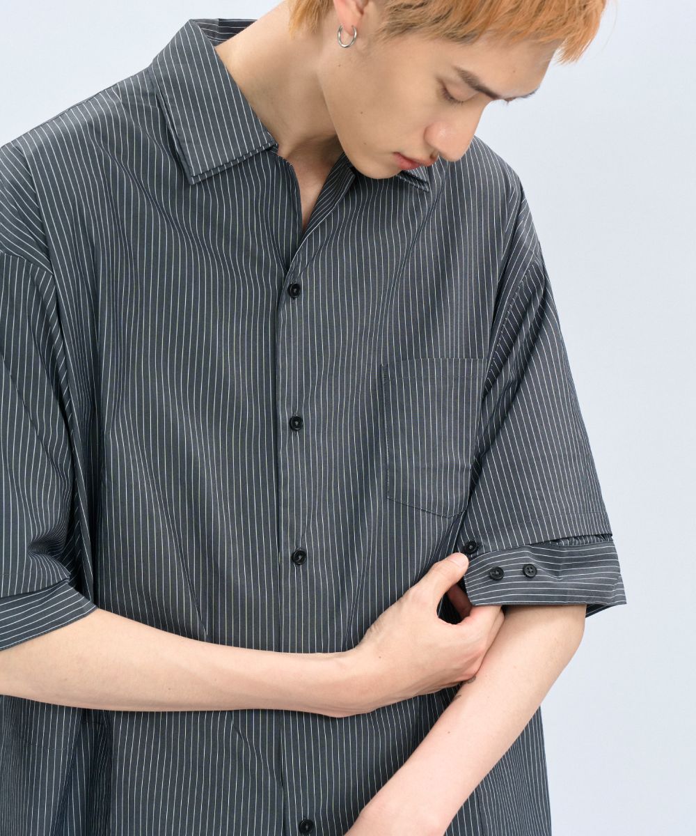 “DND” Oversized Pocket Shirt 電繡條紋襯衫