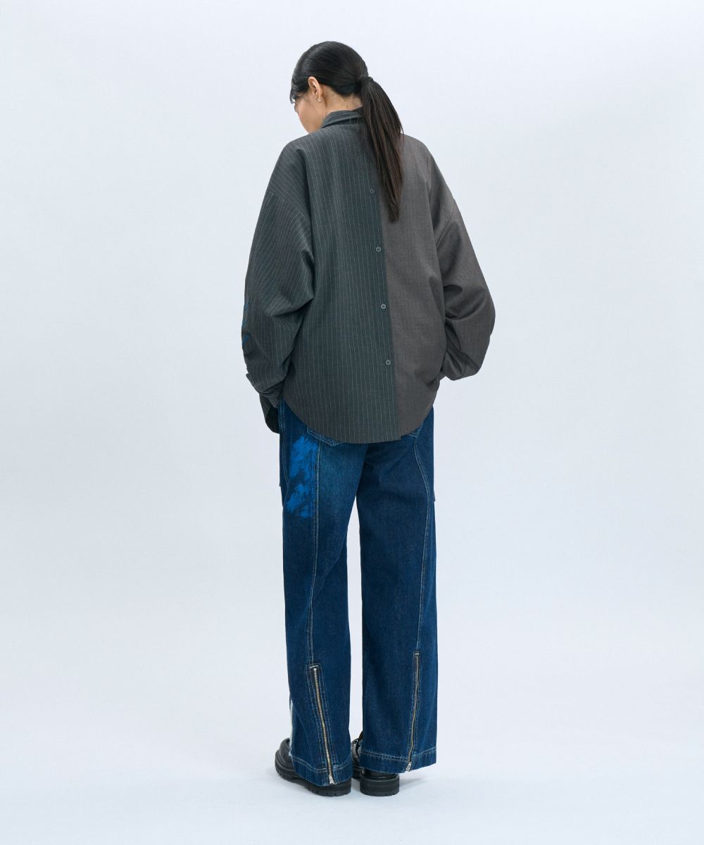 “Half Day” Pinstripe Shirt 西料條紋可拆襯衫