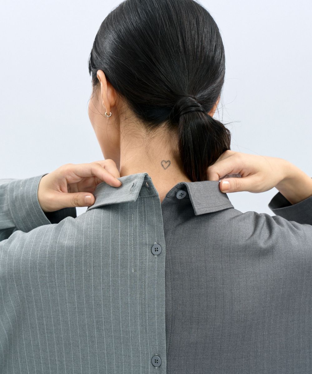 “Half Day” Pinstripe Shirt 西料條紋可拆襯衫