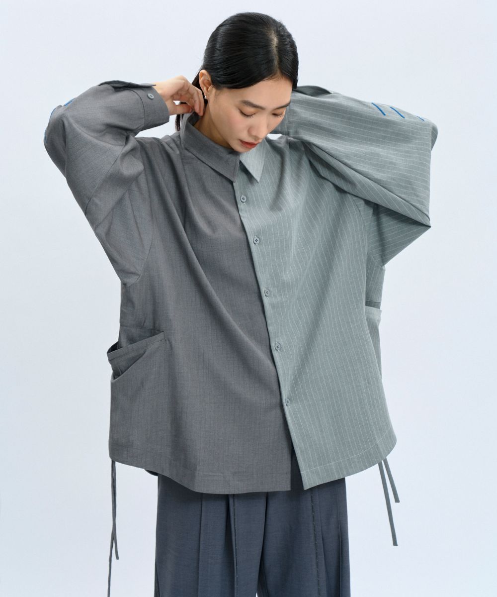 “Half Day” Pinstripe Shirt 西料條紋可拆襯衫