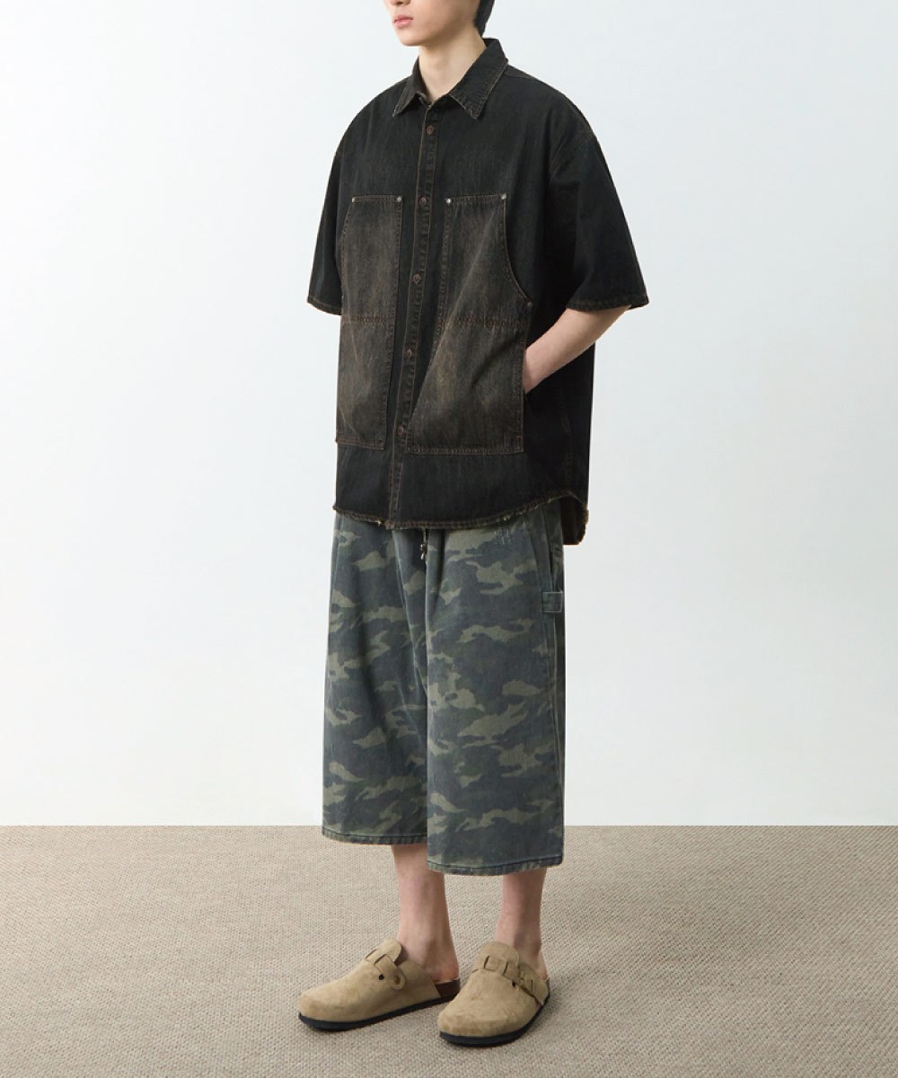 雙口袋牛仔襯衫 DOUBLE KNEE DENIM HALF SHIRT