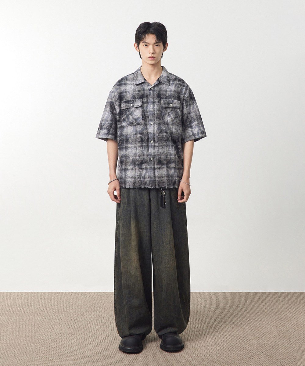 弧形牛仔褲 LINEN-LIKE CURVED DENIM PANTS
