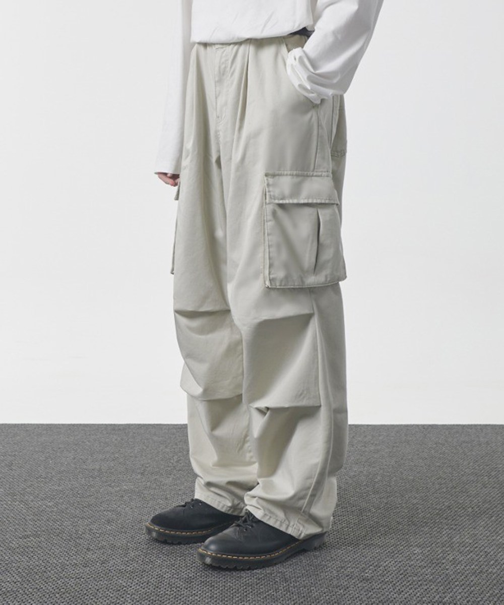 降落傘長褲 ONE-TUCK PARASUIT CARGO COTTEN PANTS