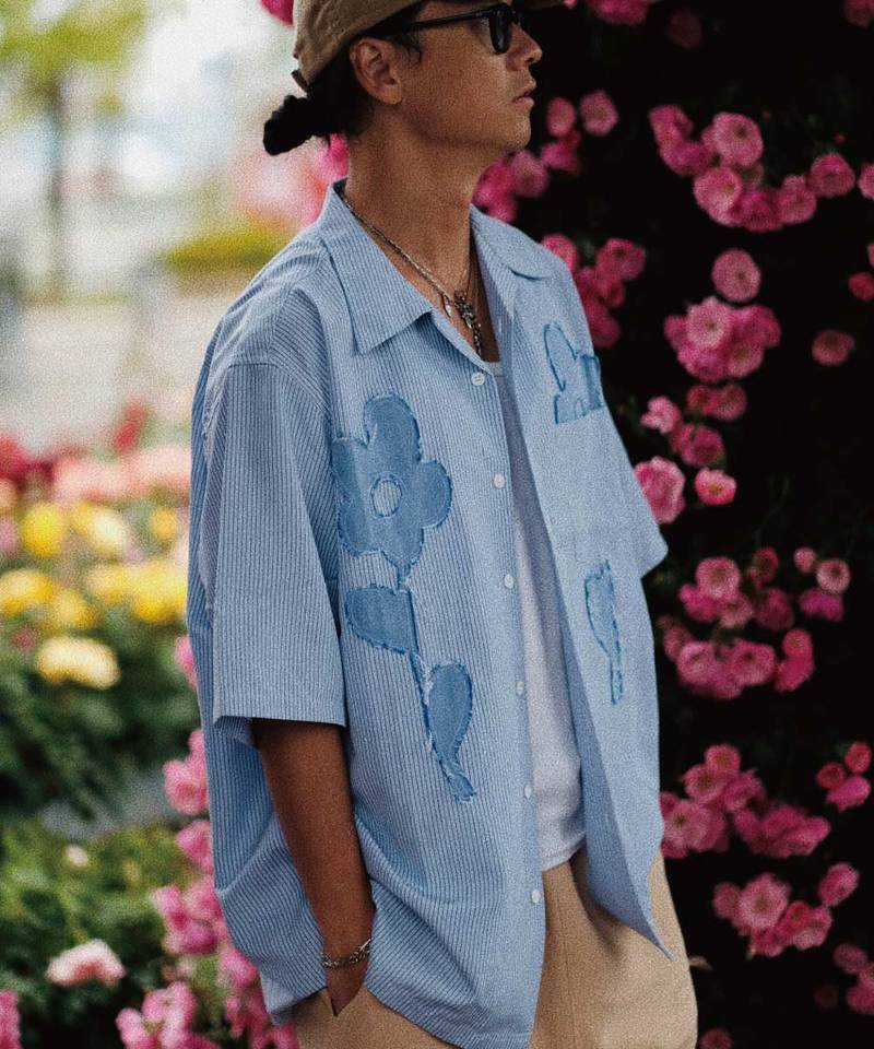 3SB0201-251 條紋開領襯衫 3S Flower Shirt