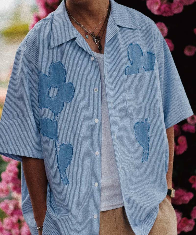 3SB0201-251 條紋開領襯衫 3S Flower Shirt