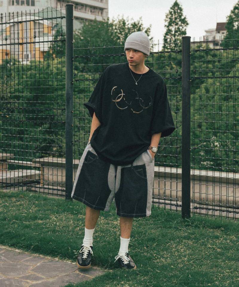 拼接休閒短褲 Denim Double Sweat Half Pants