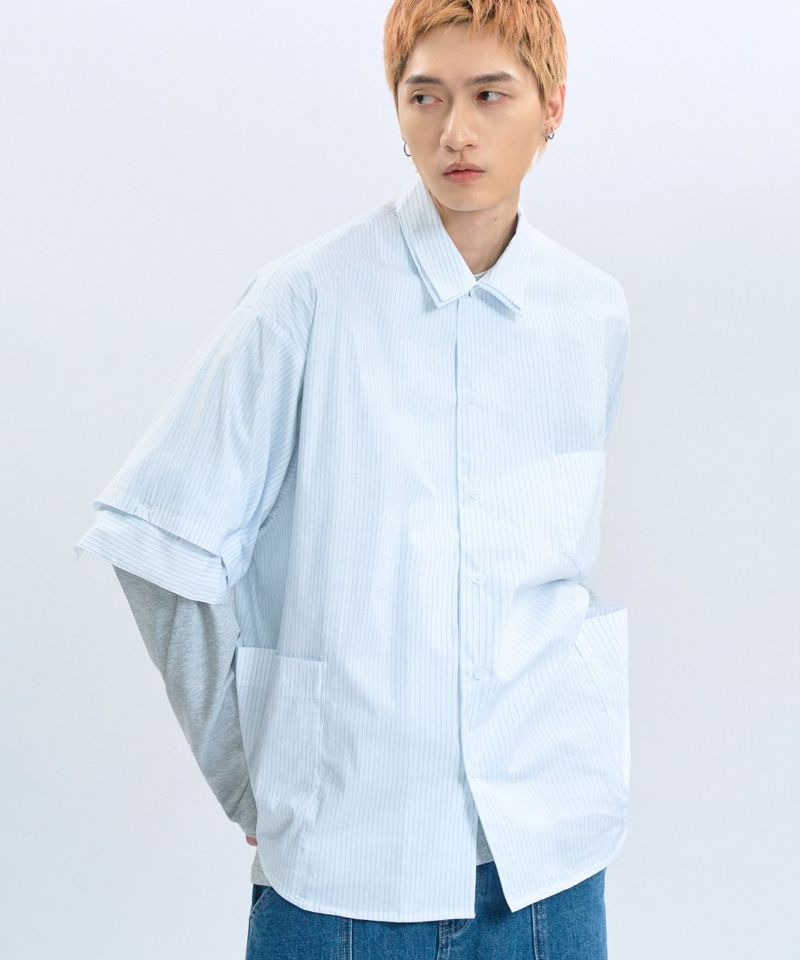 CRV3326-242 “DND” Oversized Pocket Shirt 電繡條紋襯衫