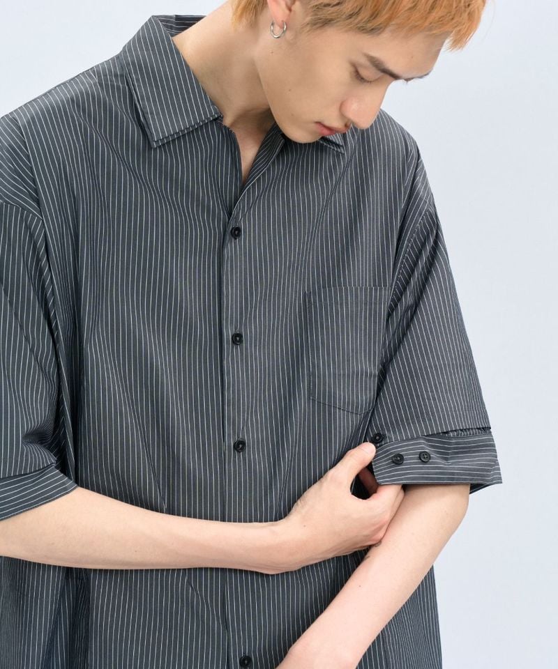 “DND” Oversized Pocket Shirt 電繡條紋襯衫