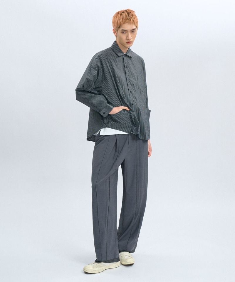 “DND” Oversized Pocket Shirt 電繡條紋襯衫