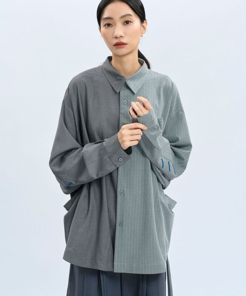 “Half Day” Pinstripe Shirt 西料條紋可拆襯衫