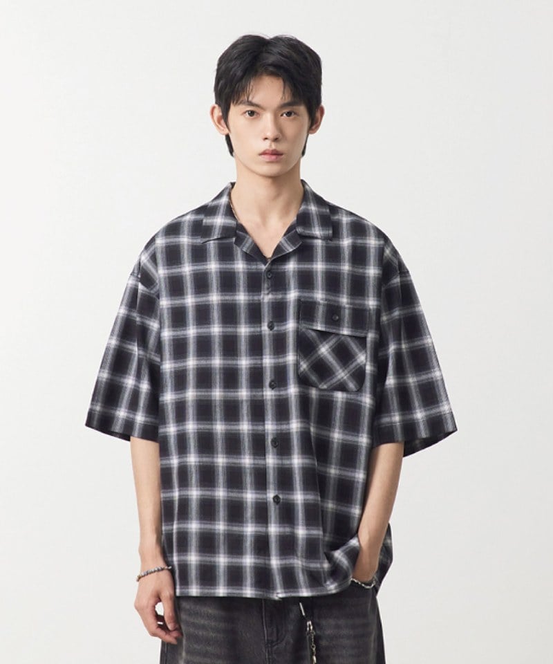 DMB0234-251 格紋開襟襯衫 OPEN COLLAR OMBRE HALF SHIRT