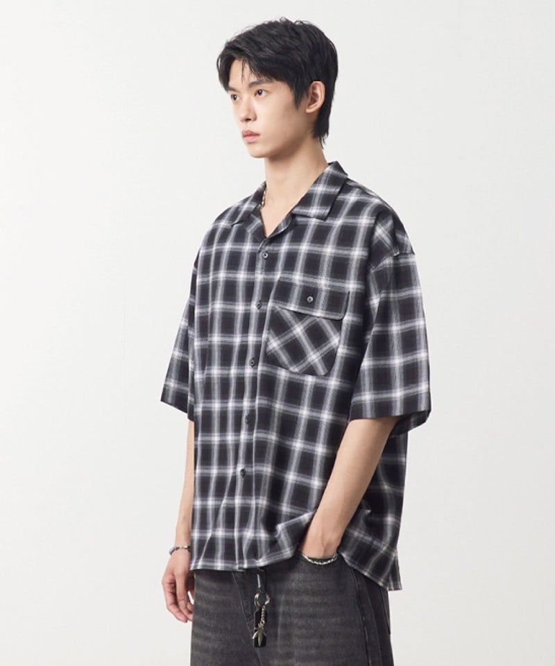 DMB0234-251 格紋開襟襯衫 OPEN COLLAR OMBRE HALF SHIRT