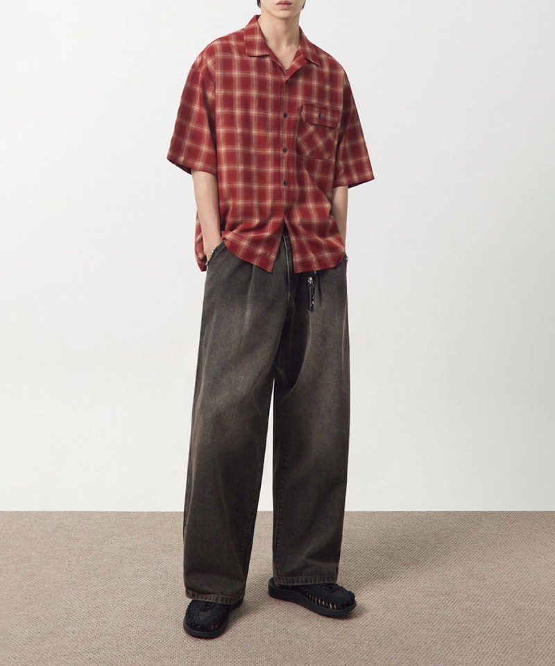 DMB0234-251 格紋開襟襯衫 OPEN COLLAR OMBRE HALF SHIRT