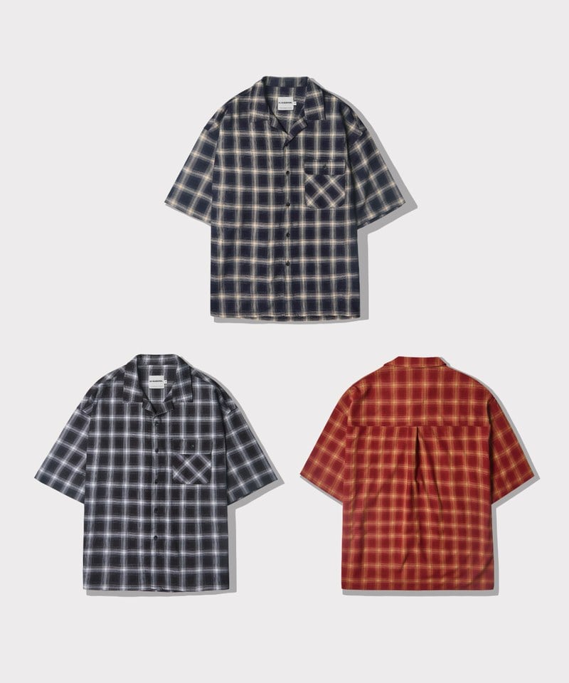 DMB0234-251 格紋開襟襯衫 OPEN COLLAR OMBRE HALF SHIRT