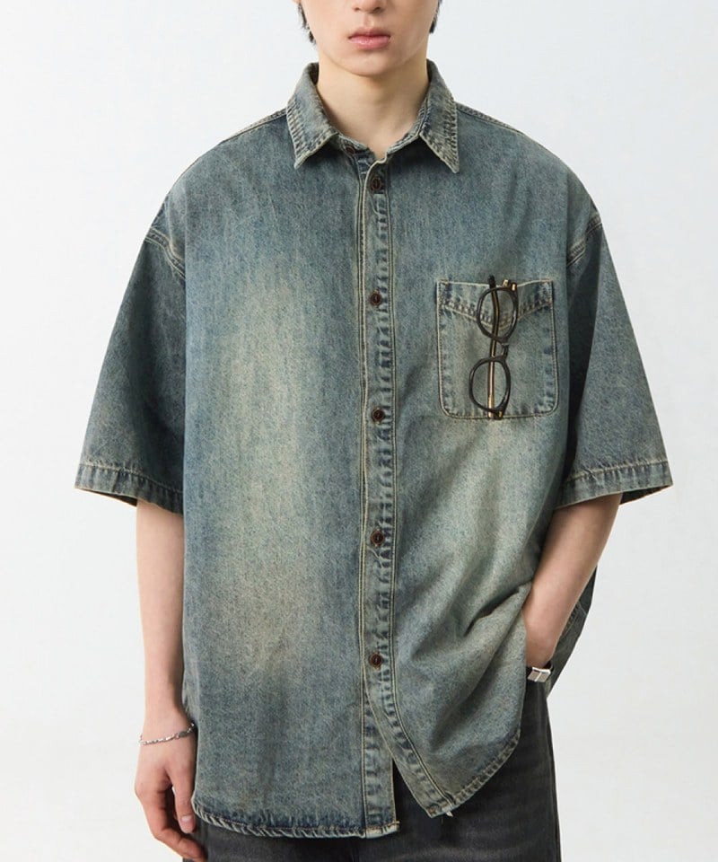 水洗牛仔襯衫 DENIM HALF SHIRT