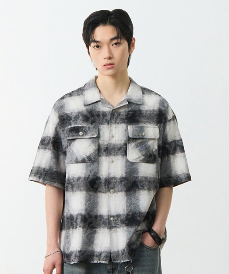 DMB0239-251 開領格紋襯衫 CUT-OFF HALF CHECK SHIRT