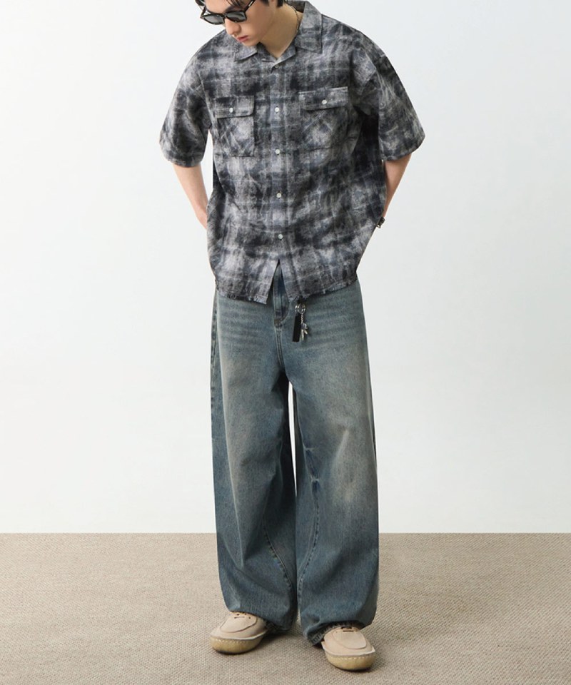 DMB0239-251 開領格紋襯衫 CUT-OFF HALF CHECK SHIRT