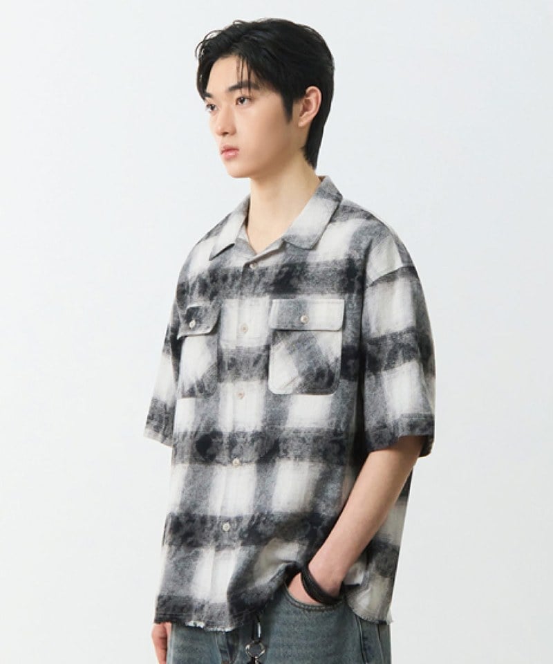 DMB0239-251 開領格紋襯衫 CUT-OFF HALF CHECK SHIRT