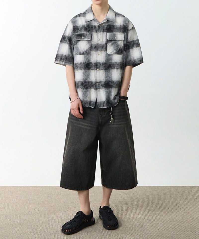 DMB0239-251 開領格紋襯衫 CUT-OFF HALF CHECK SHIRT