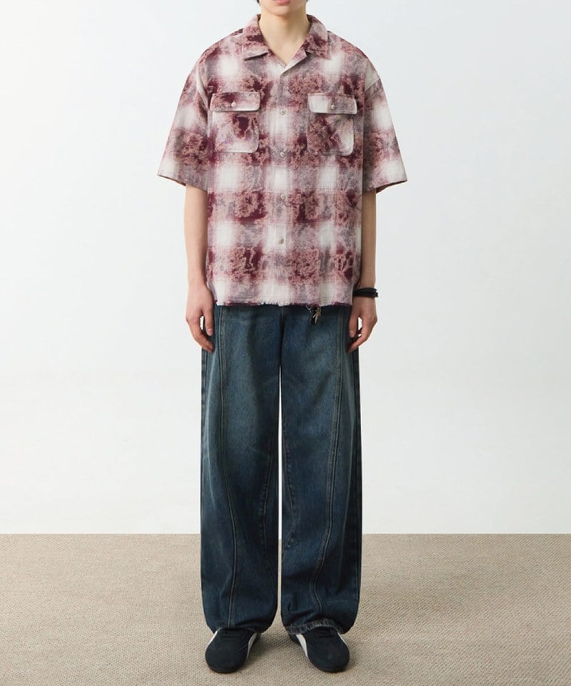 DMB0239-251 開領格紋襯衫 CUT-OFF HALF CHECK SHIRT