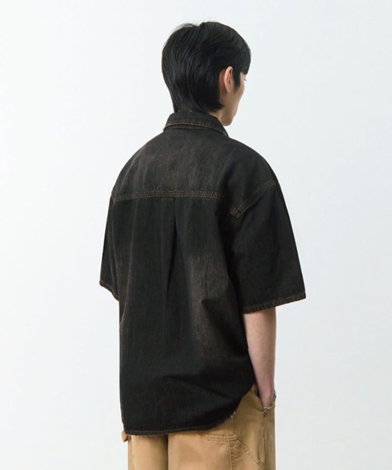 DMB0243-251 雙口袋牛仔襯衫 DOUBLE KNEE DENIM HALF SHIRT
