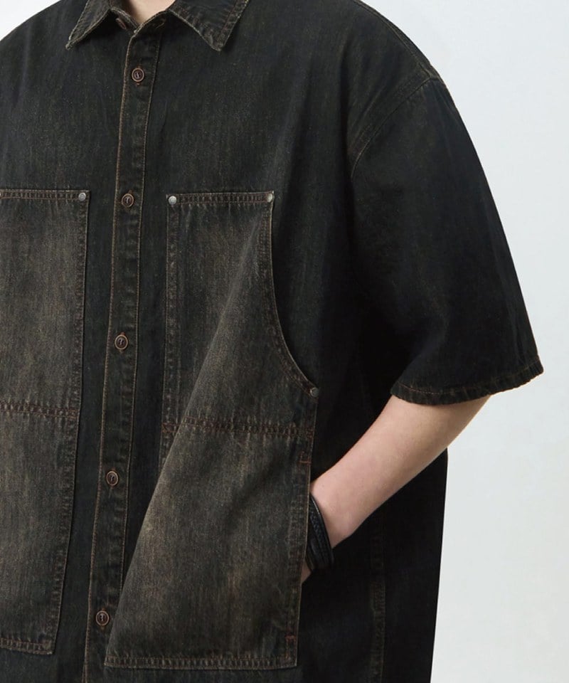 DMB0243-251 雙口袋牛仔襯衫 DOUBLE KNEE DENIM HALF SHIRT