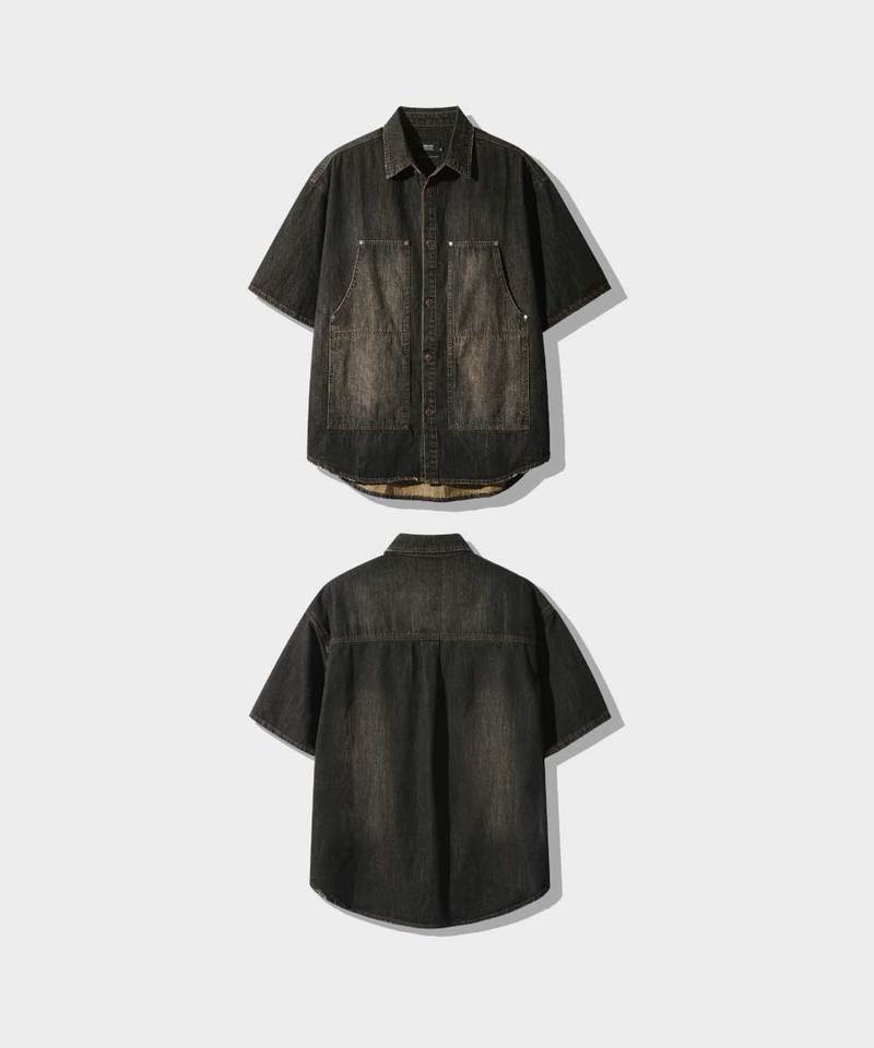 DMB0243-251 雙口袋牛仔襯衫 DOUBLE KNEE DENIM HALF SHIRT