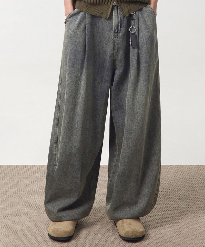 弧形牛仔褲 LINEN-LIKE CURVED DENIM PANTS