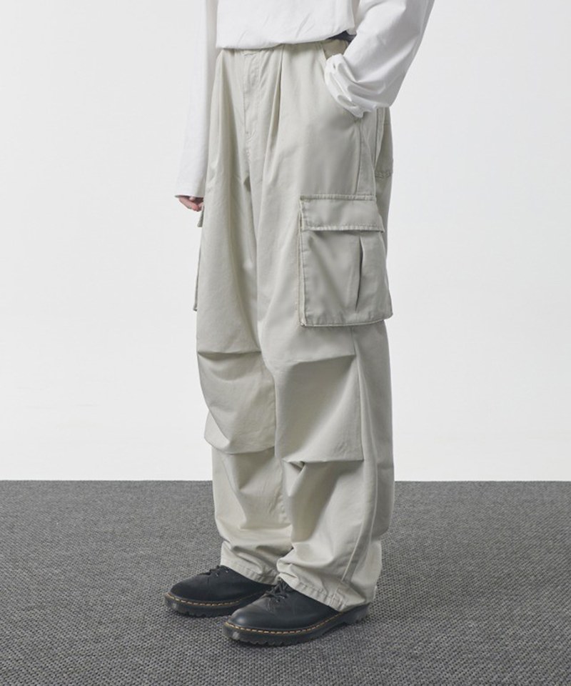 降落傘長褲 ONE-TUCK PARASUIT CARGO COTTEN PANTS