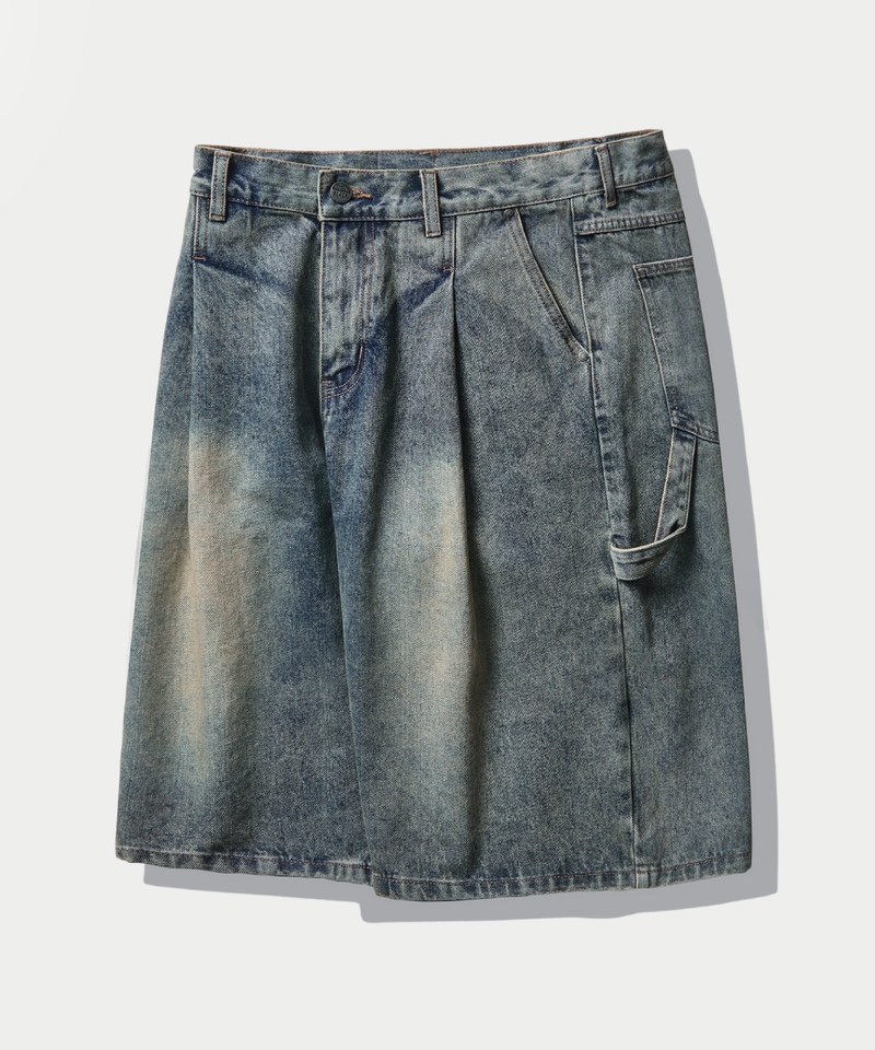 水洗工裝牛仔褲 BIO WASHING CARPENTER BERMUDA DENIM PANTS