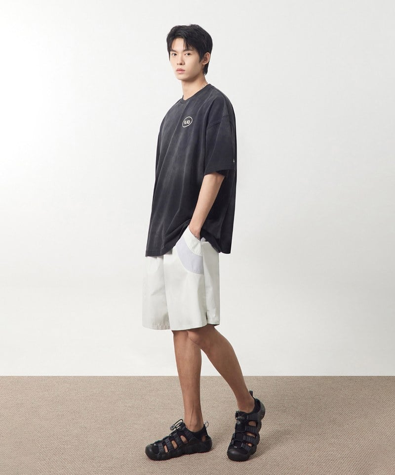 拼接休閒短褲 DOUBLE LAYER SLASH HALF PANTS