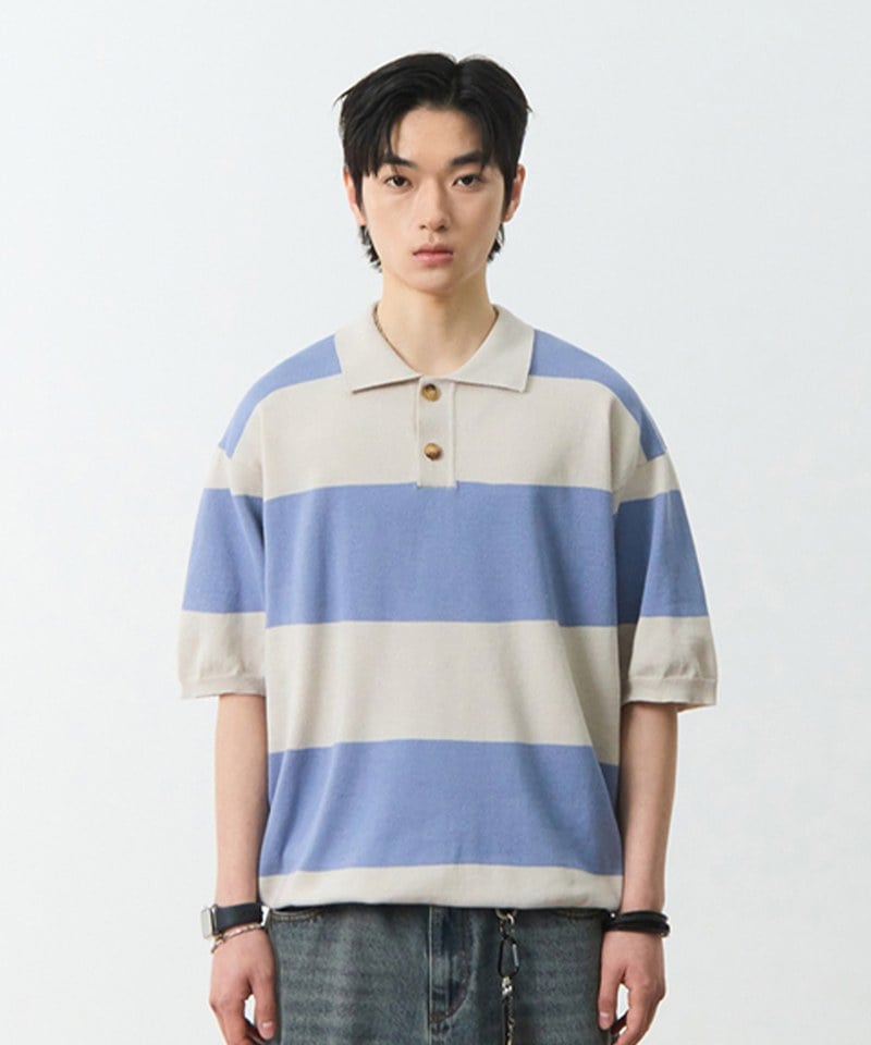 條紋橄欖球衫 STRIPE RUGBY HALF KNIT