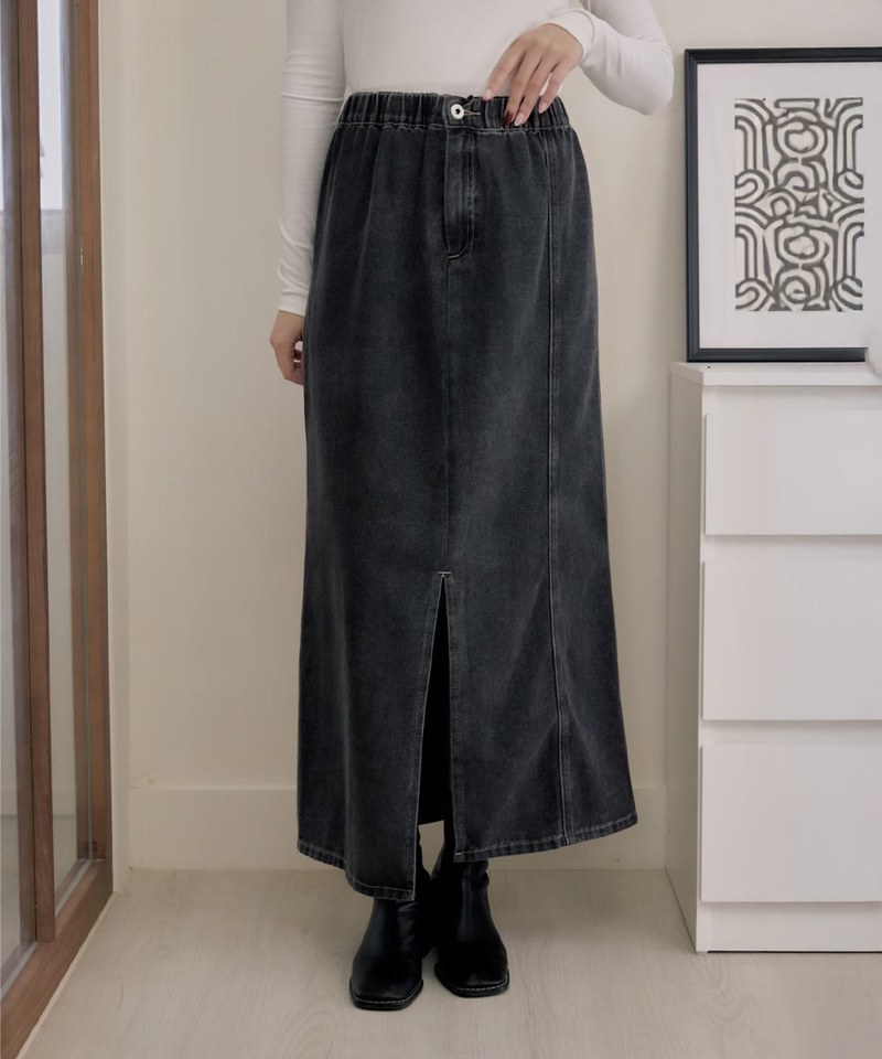 GTN9901-251 Gmade-三穿法鬆緊開衩直臀牛仔裙