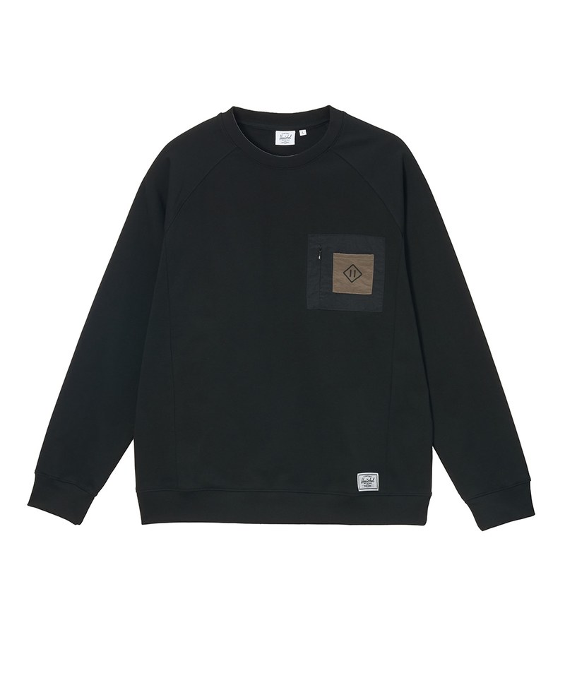 中性拉克蘭袖拼布口袋大學Tee
