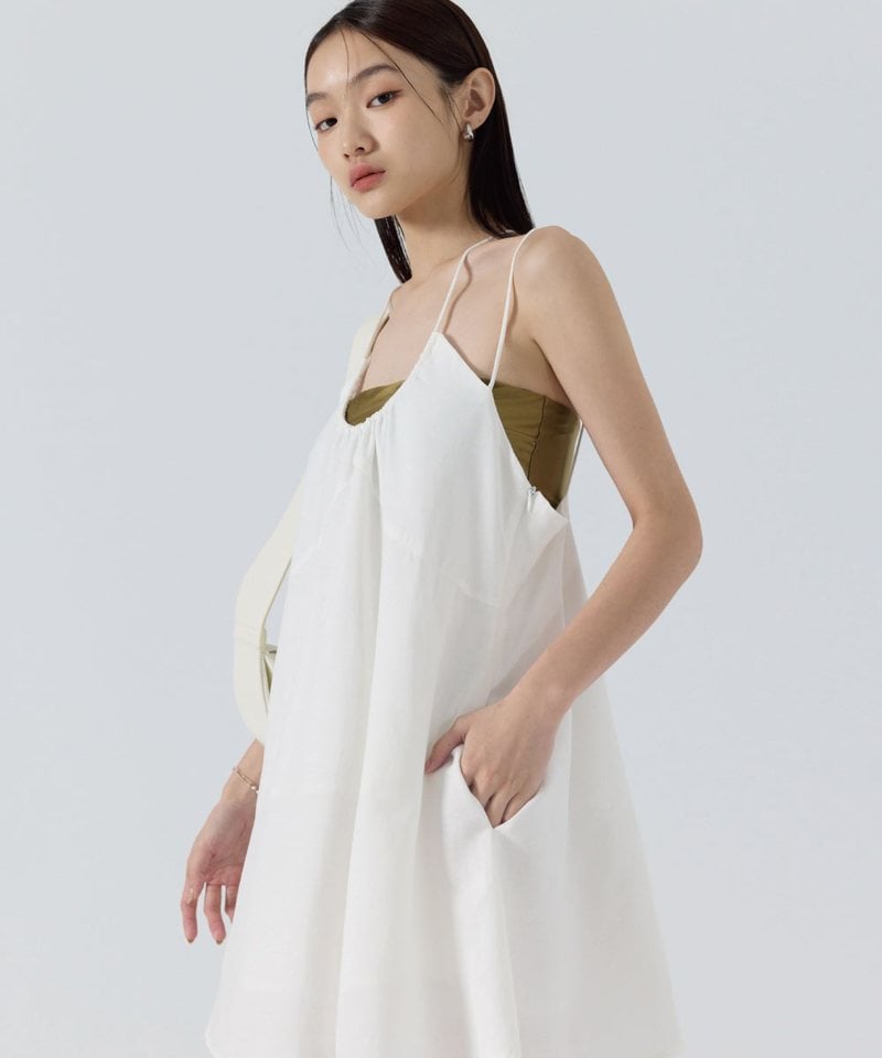綁繩澎澎短洋裝