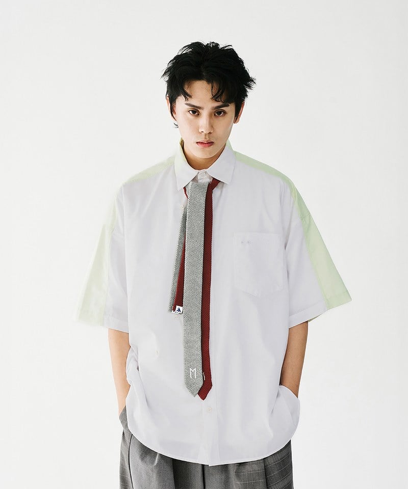 MSN0212-251 拼接短袖襯衫 Tone Merge SS Shirt