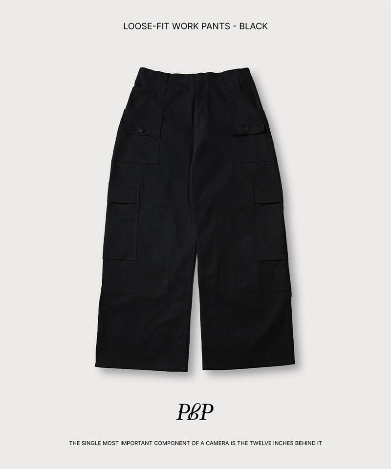 多口袋寬直筒工裝褲 LOOSE-FIT WORK PANTS