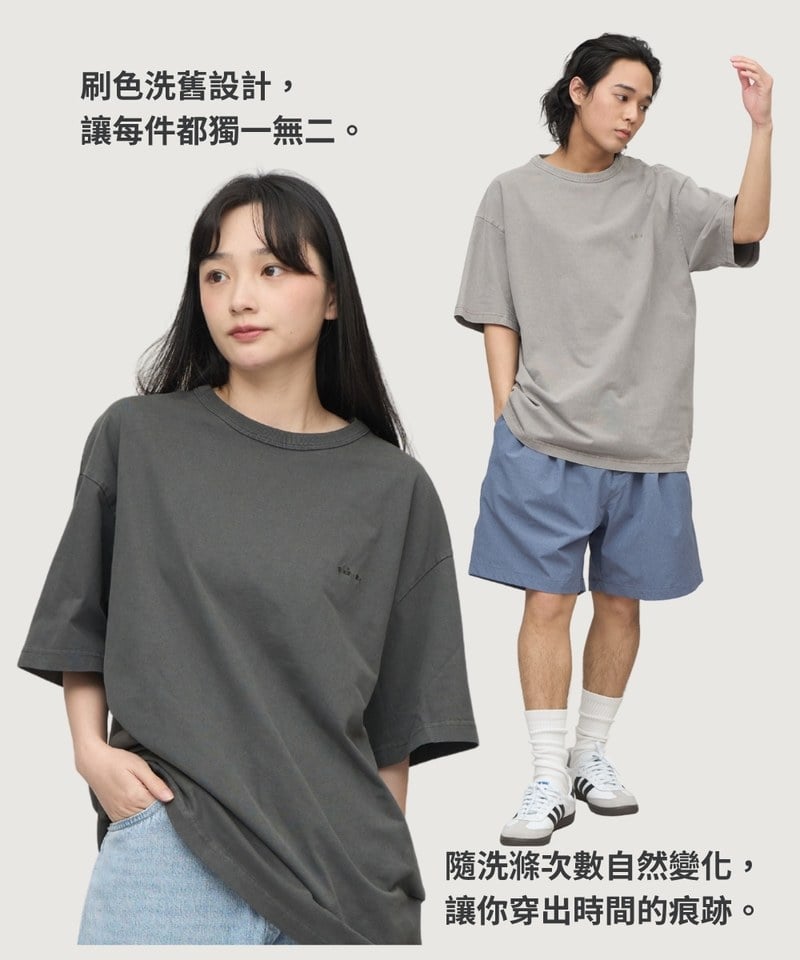 PLN0033-241 寬版刺繡水洗短TEE