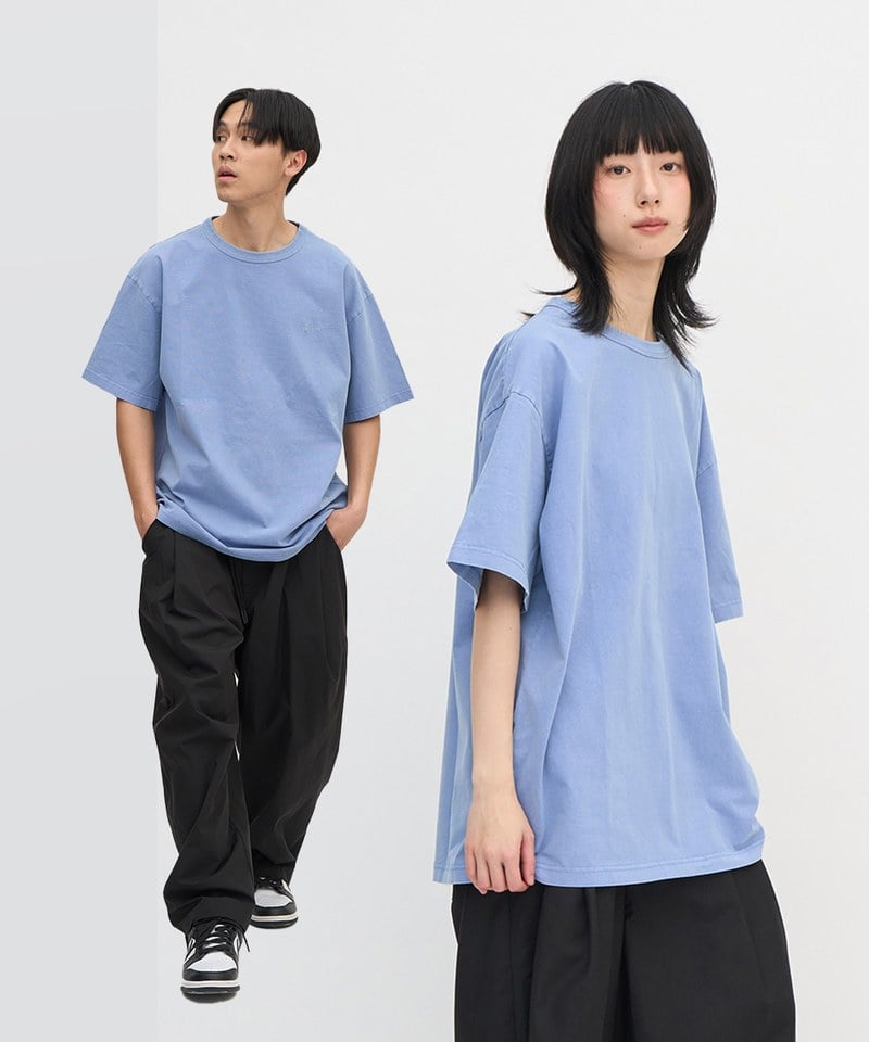 寬版刺繡水洗短TEE