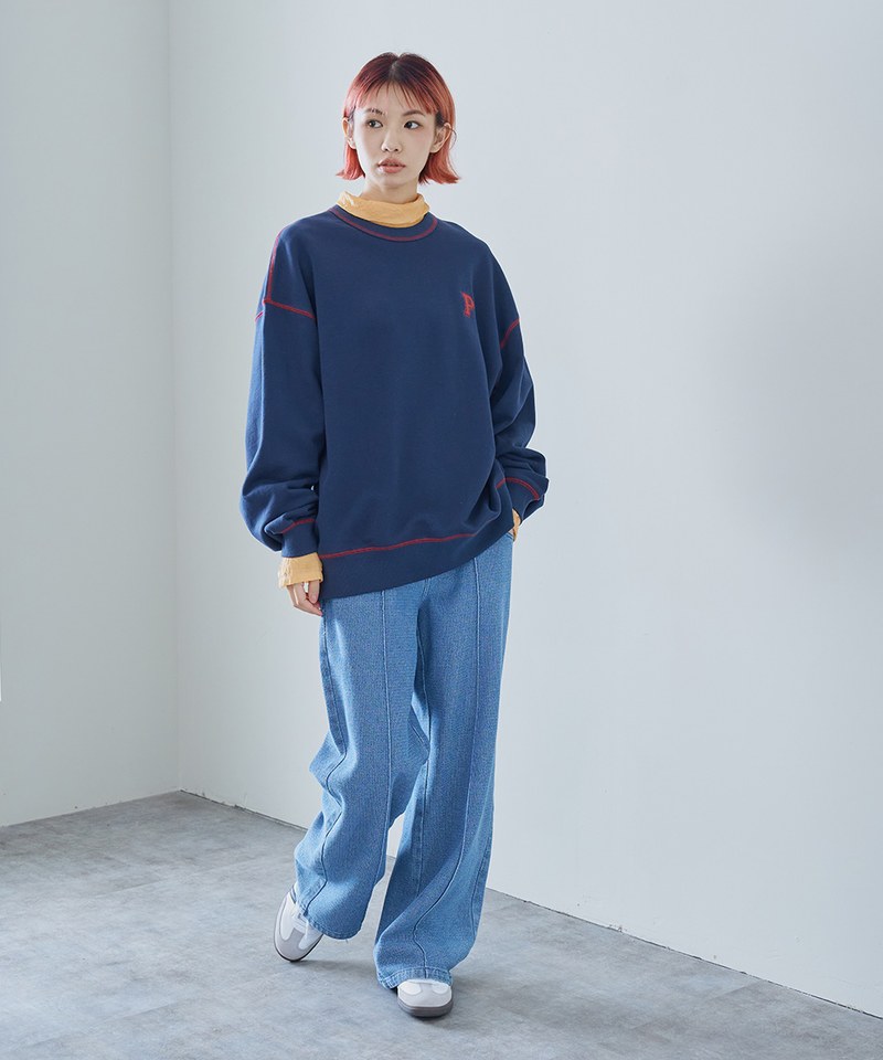 P-logo 撞色車線大學Tee
