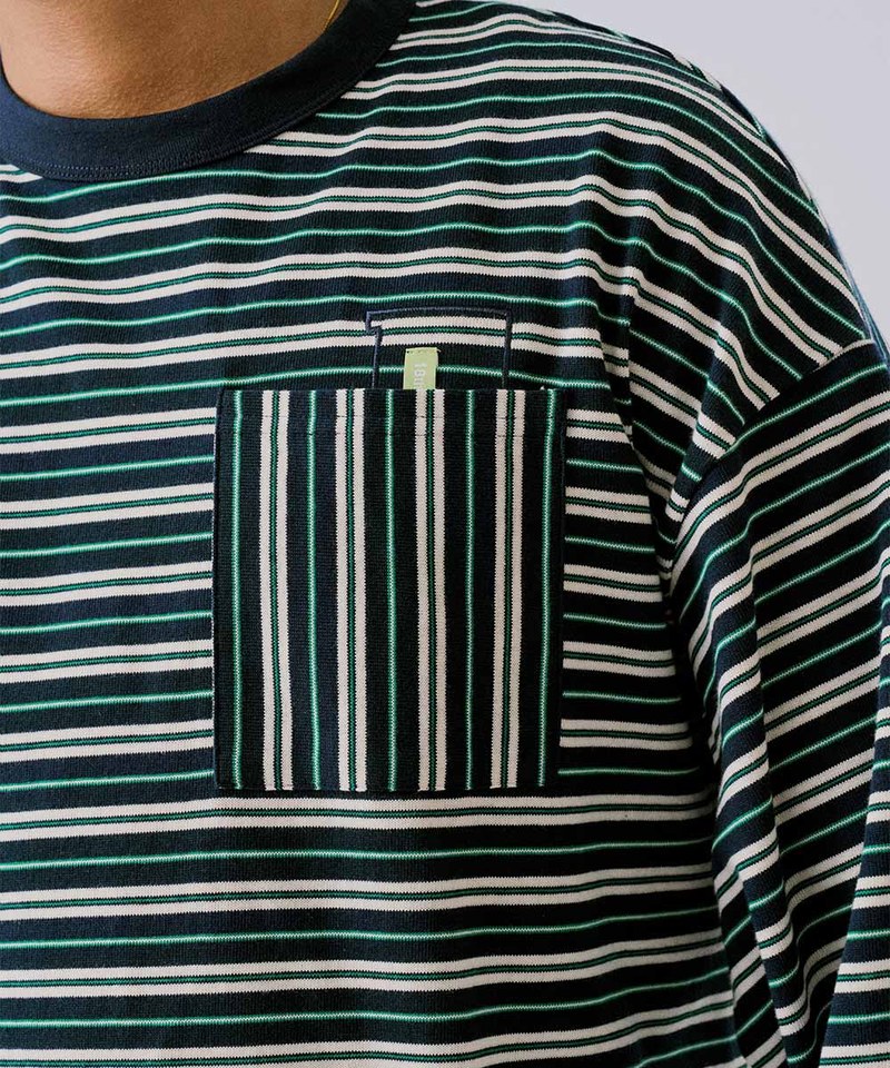 18 Logo條紋口袋長袖TEE