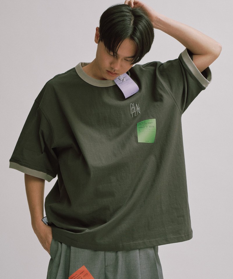 PLN0075-251 clip by clip 寬鬆羅紋配色TEE
