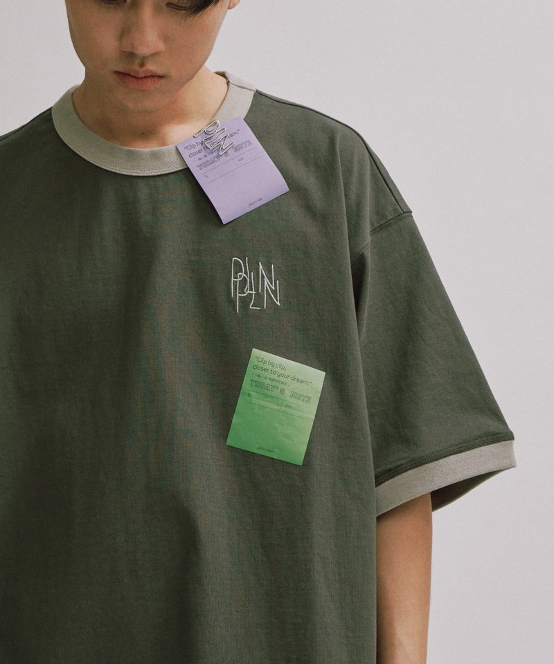PLN0075-251 clip by clip 寬鬆羅紋配色TEE