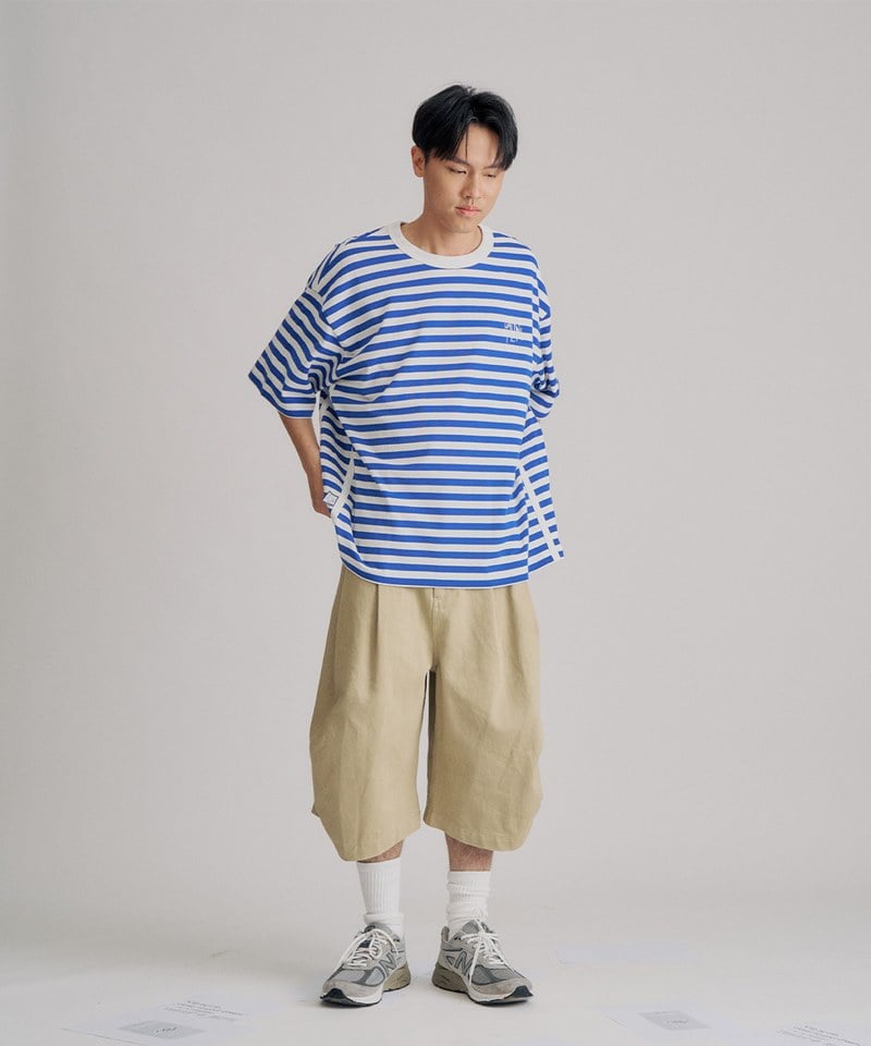 PLN0076-251 clip by clip OVERSIZE條紋TEE