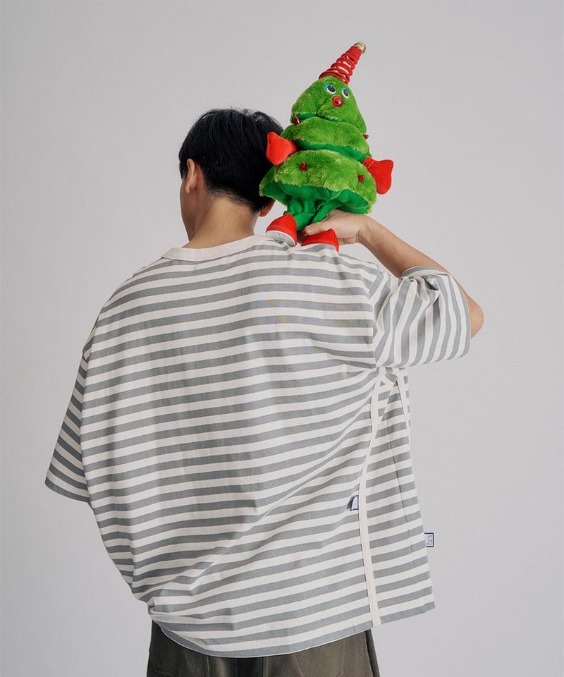 PLN0076-251 clip by clip OVERSIZE條紋TEE