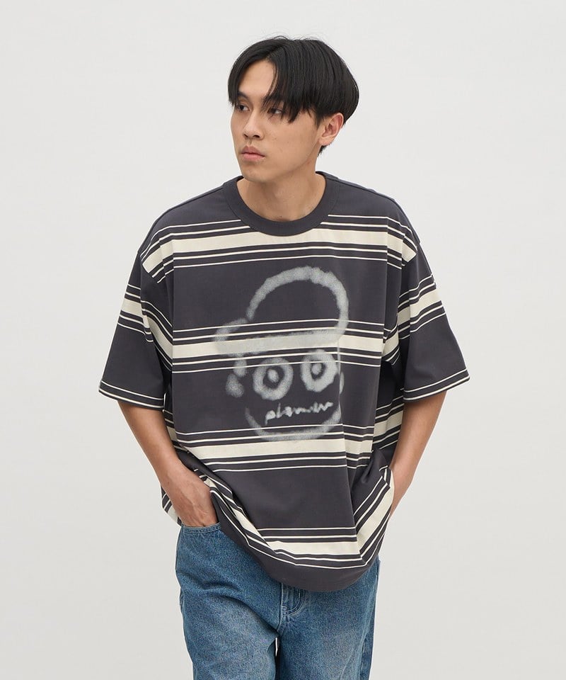 PLN0138-251 小P社長潑漆條紋TEE