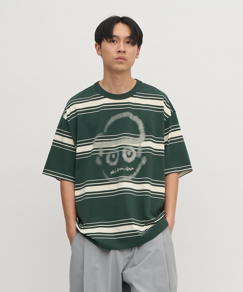 小P社長潑漆條紋TEE