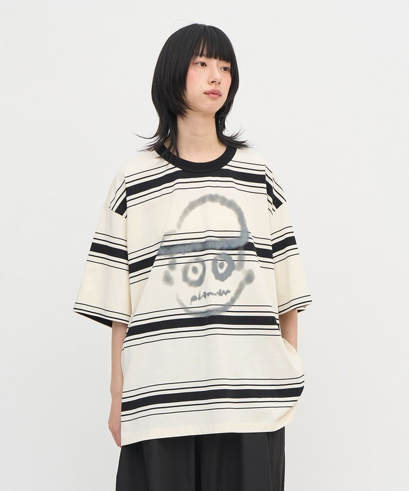 PLN0138-251 小P社長潑漆條紋TEE